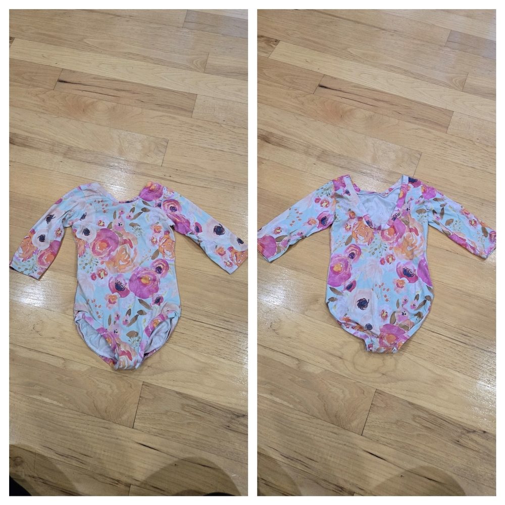 Retired Land& Fin Homemade Floral Long-Sleeve Leotard